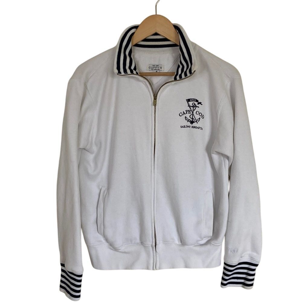 Cuffy's Cape Cod‎ Sailing Regetta Zip Front Sweatshirt in White Size M